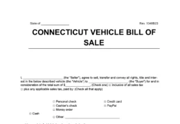 Connecticut vehicle bill of sale