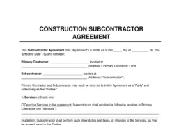 Construction Subcontractor Agreement Template