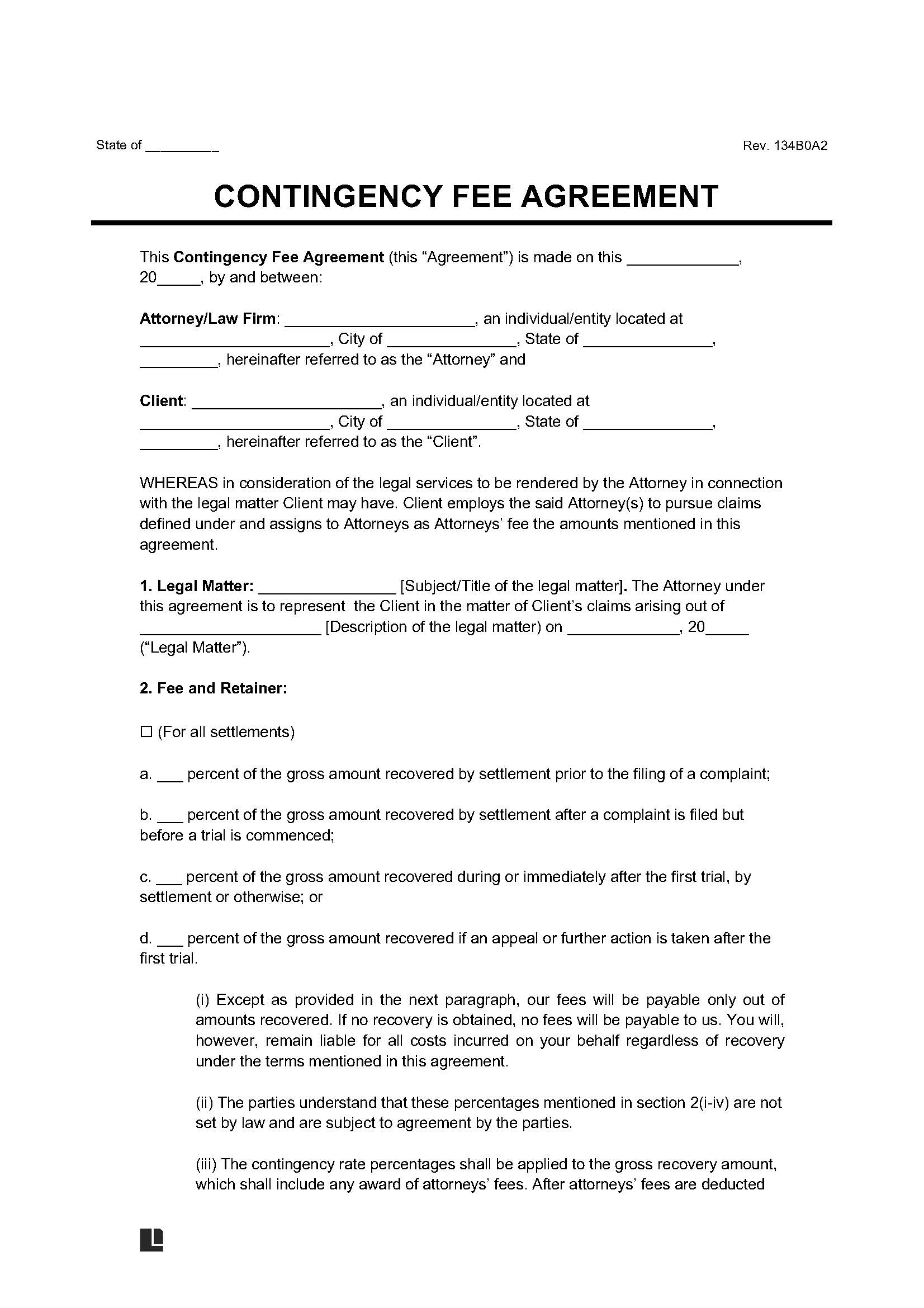 Free Contingency Fee Agreement Template PDF Word   Contingency Fee Agreement Preview Min 