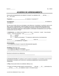 plantilla de Contrato de Arrendamiento