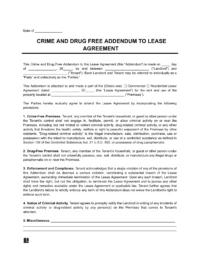 Crime and Drug Free Lease Addendum Template