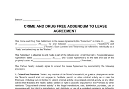 Crime and Drug Free Lease Addendum Template