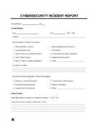 Cybersecurity Incident Report Form