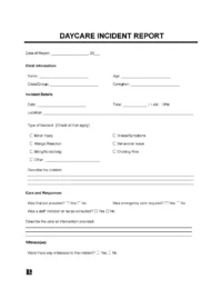 Daycare Incident Report template