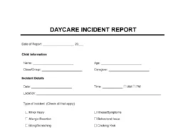 Daycare Incident Report template