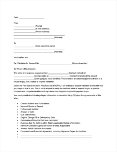 Debt Validation Letter Template - PDF & Word