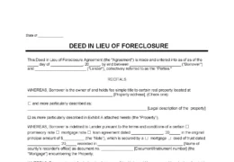 Deed in Lieu of Foreclosure Template