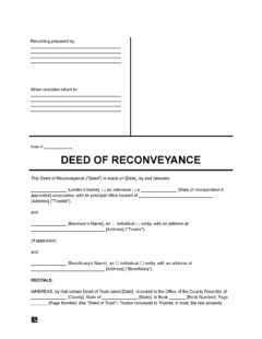 Deed of Reconveyance Form