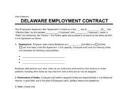 Delaware Employment Contract Template