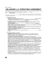 Delaware LLC Operating Agreement Template