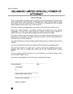 Delaware Limited Power of Attorney Form