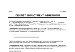 Dentist Employment Contract Sample