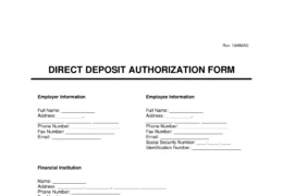 Direct Deposit Authorization Form