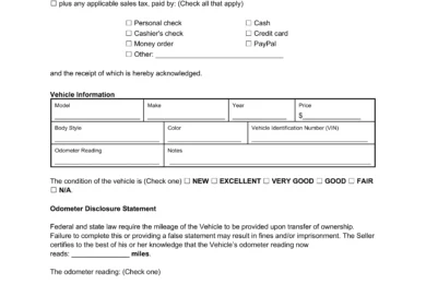 dirt bike bill of sale