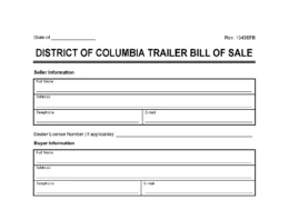 District of Columbia Trailer Bill of Sale Template