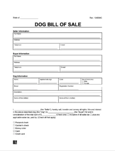 Dog Bill of Sale Screenshot
