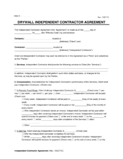 Drywall Independent Contractor Agreement
