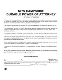 New Hampshire Durable Power of Attorney 