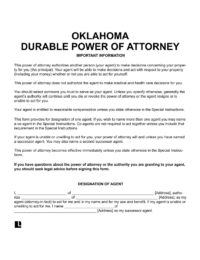 Oklahoma Durable Power of Attorney 