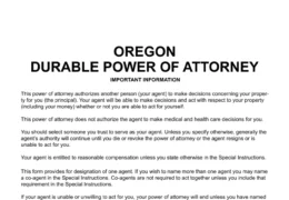 Oregon Durable Power of Attorney screenshot