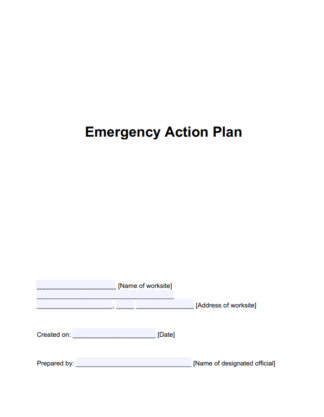 Warehouse Emergency Action Plan Template prntbl