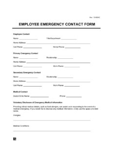 Free Employee Emergency Contact Form 