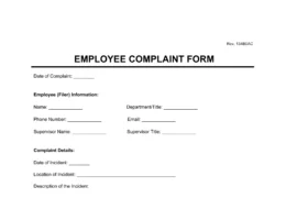 Employee Complaint Form Template