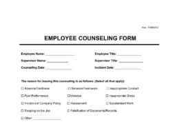 Employee Counseling Form Sample