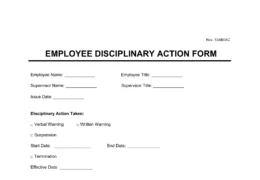 Employee Disciplinary Action Form Template