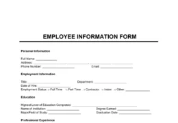Employee Information Form Template
