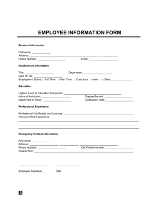 Employee Information Form Template
