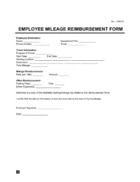 Employee Mileage Reimbursement Form