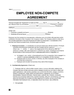 Employee Non-Compete Agreement Sample