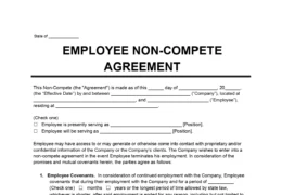 Employee Non-Compete Agreement Sample