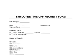 Employee Time Off Request Form Template