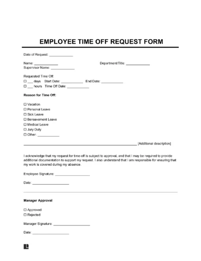 Employee Time Off Request Form Template