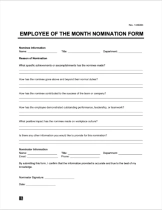 Employee of the Month Nomination Form