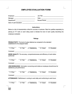 Free Employee Evaluation Template PDF Word