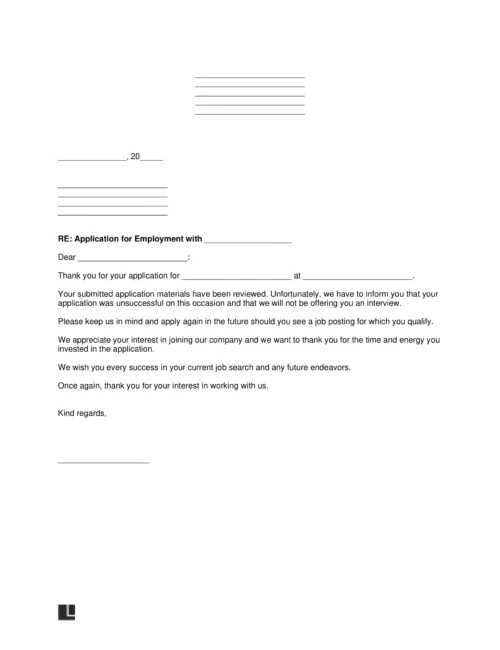 Employment Rejection Letter
