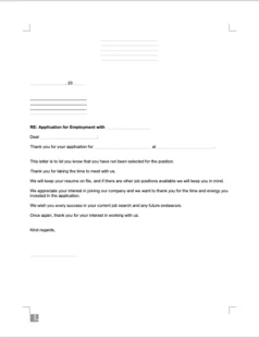 Employment rejection letter screenshot
