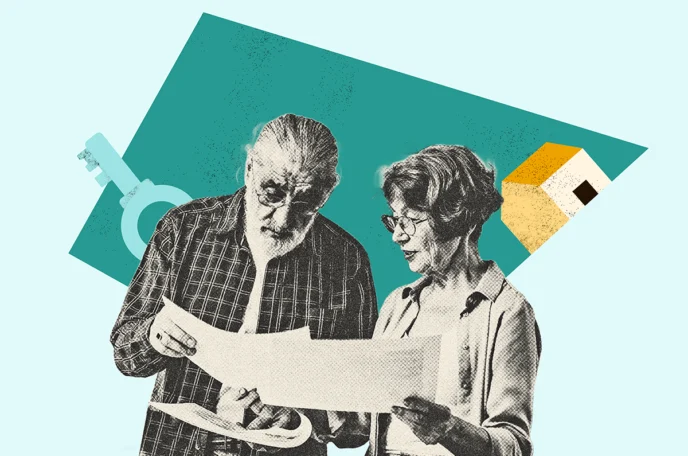 An elderly couple reviewing their estate planning checklist