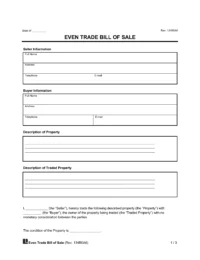 Even Trade Bill of Sale screenshot