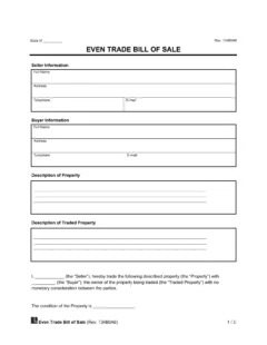 Even Trade Bill of Sale screenshot