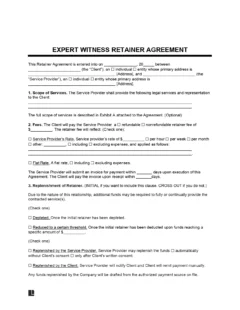 Expert Witness Retainer Agreement