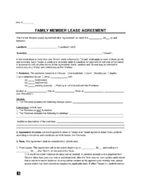 Family Member Lease Agreement Template