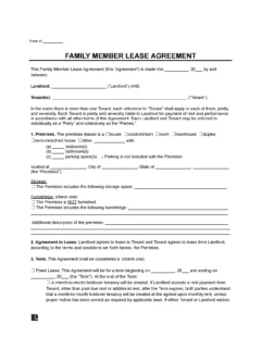 Family Member Lease Agreement Template