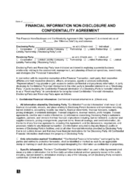 Financial Information Non-Disclosure Agreement Template