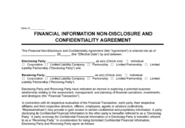 Financial Information Non-Disclosure Agreement Template