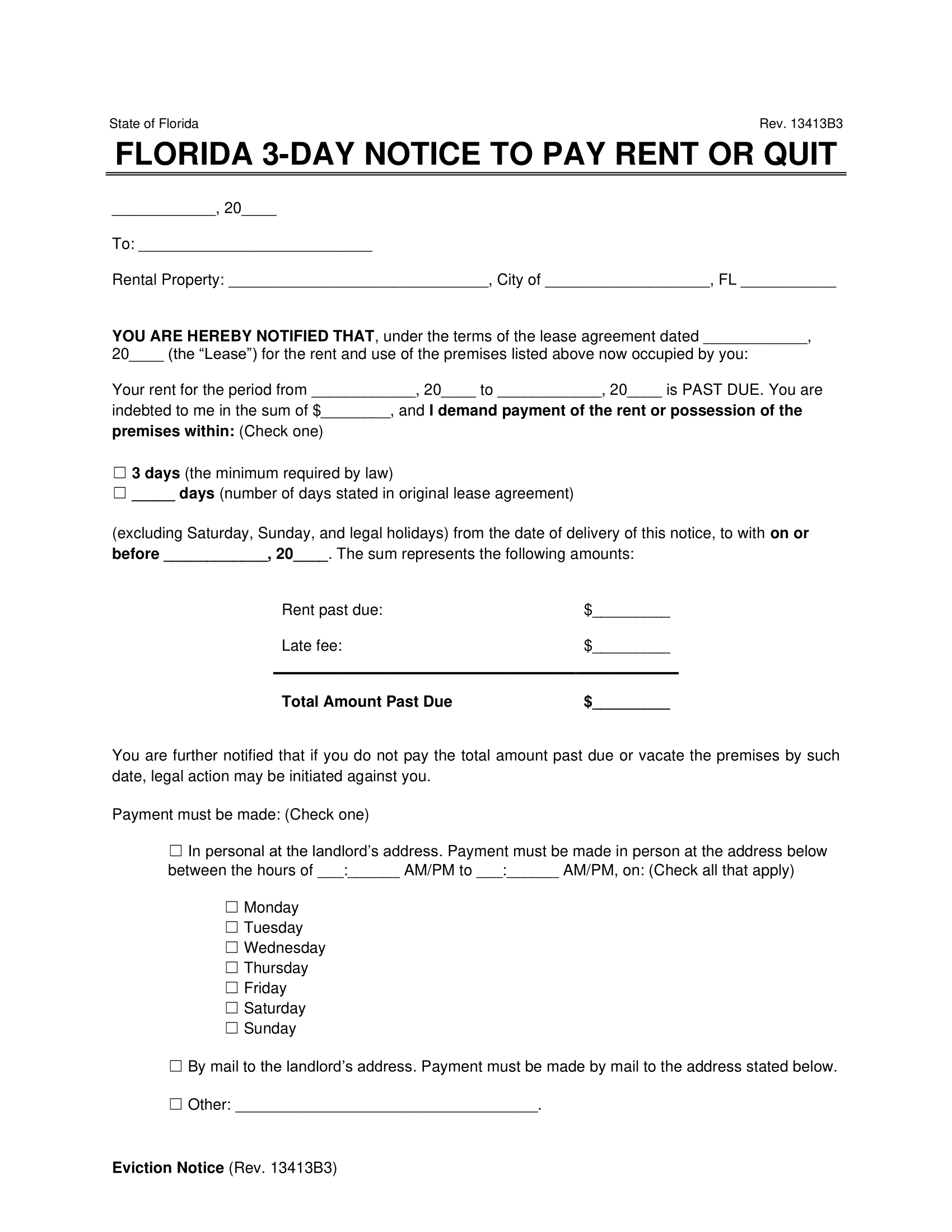 Free Florida Eviction Notice Forms | PDF & Word Downloads