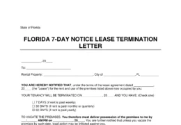 Florida 7 Day Notice Lease Termination Letter Template